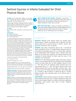 Sentinel Injuries in Infants Evaluated for Child Physical