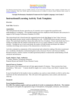 Instructional/Learning Activity Task Template