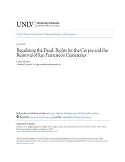 Rights for the Corpse and the Removal of San Francisco`s Cemeteries