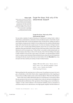 Forget the Muse, think only of the (Decentered) Subject?