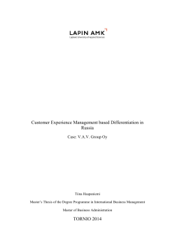 Customer Experience Management based Differentiation