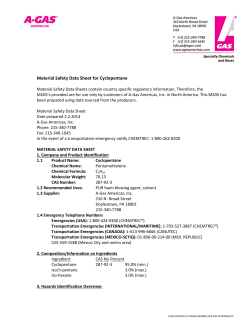 Material Safety Data Sheet for Cyclopentane - A