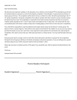 Prairie Readers Participant Student Signature Parent Signature