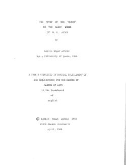 The motif of the `quest` in the early works of W. H. Auden
