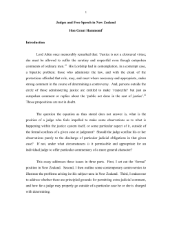 Judges and Free Speech in New Zealand Hon Grant Hammond