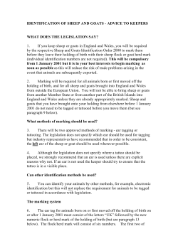 IDENTIFICATION OF SHEEP AND GOATS