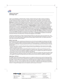 Additional Information Citi Prestige&reg; Card