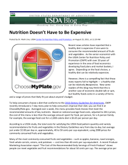 USDA Blog: Nutrition Doesn`t Have to Be Expensive