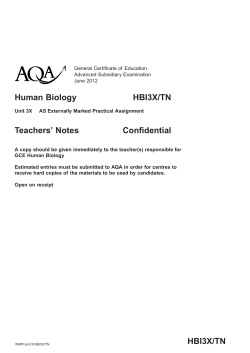 GCE Human Biology Teachers Notes Unit 03X - AS Externally
