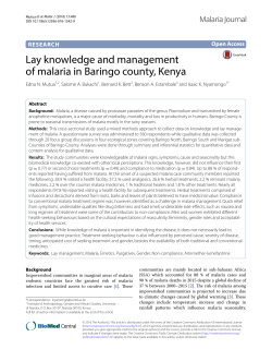 Lay knowledge and management of malaria in Baringo county