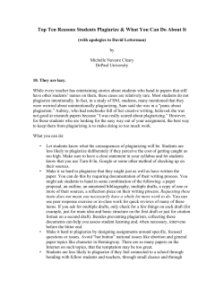 Top Ten Reasons Students Plagiarize 2012