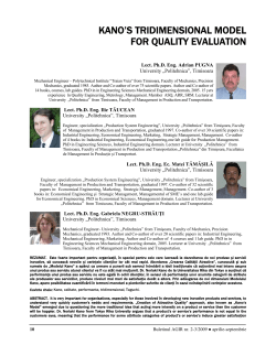 KANO`S TRIDIMENSIONAL MODEL FOR QUALITY EVALUATION