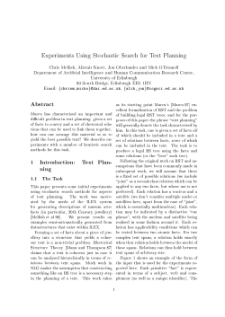 Experiments Using Stochastic Search for Text Planning