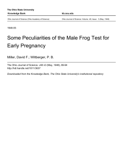 Some Peculiarities of the Male Frog Test for Early Pregnancy