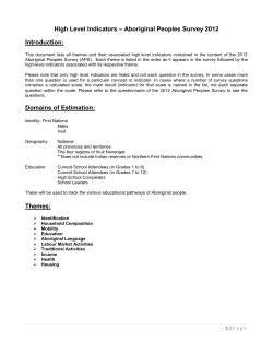 High Level Indicators &ndash; Aboriginal Peoples Survey 2012 Introduction