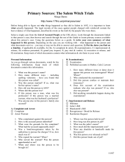 Primary Sources: The Salem Witch Trials