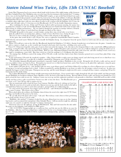 Staten Island Wins Twice, Lifts 13th CUNYAC Baseball