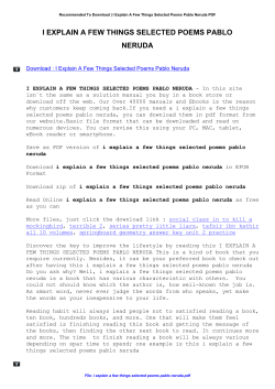 I Explain A Few Things Selected Poems Pablo Neruda