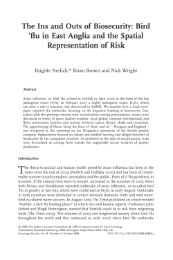 The Ins and Outs of Biosecurity: Bird `flu in East Anglia and the