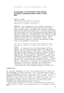An evaluation of Thornthwaite`s water balance technique in