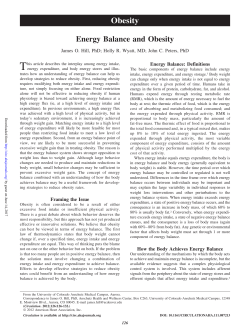 Obesity Energy Balance and Obesity