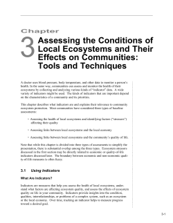 Assessing the Conditions of Local Ecosystems and Their Effects on