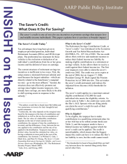 The Saver`s Credit: What Does It Do For Saving?