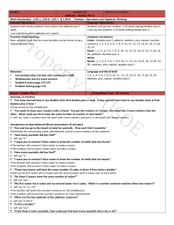 Grade 1 Lesson: 5-‐3 Addition: Doubles Plus 2 Reference to English