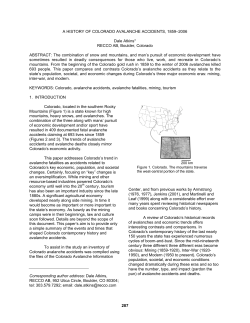 A HISTORY OF COLORADO AVALANCHE ACCIDENTS, 1859&ndash;2006