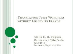TAGNIN, S. E. O. . Translating Juicy Wordplay without Losing its