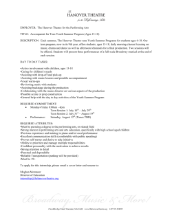 Accompanist for Teen Youth Summer Program (Ages 13-18)