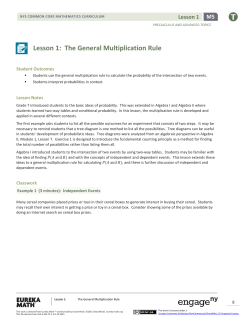 Lesson 1: The General Multiplication Rule