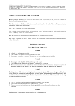 CONSTITUTION OF THE REPUBLIC OF ALBANIA We, the people of