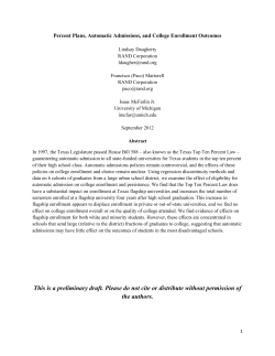 Percent Plans, Automatic Admissions, and College