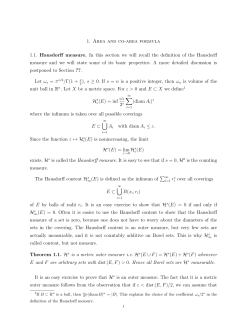 1. Area and co-area formula 1.1. Hausdorff measure. In this section