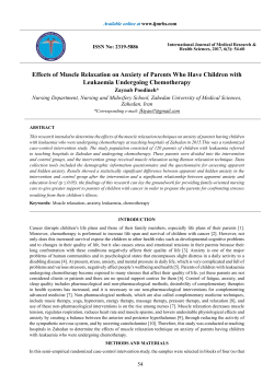 Effects of Muscle Relaxation on Anxiety of Parents Who Have