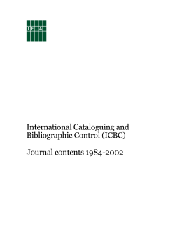 International Cataloguing and Bibliographic Control