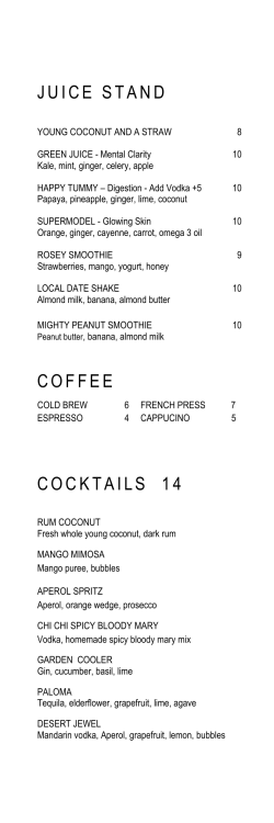 JUICE STAND COFFEE COCKTAILS 14