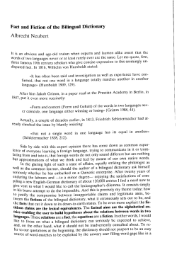 Fact and Fiction of the Bilingual Dictionary Albrecht Neubert