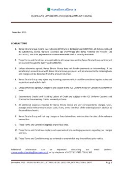 terms and conditions for correspondent banks