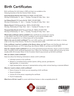 Birth Certificates - San Antonio Public Library