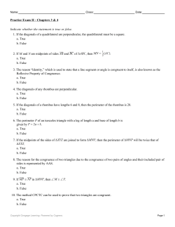 Indicate whether the statement is true or false. 1. If the diagonals of a