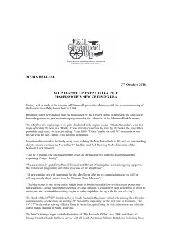 MEDIA RELEASE 3rd October 2016 ALL STEAMED UP EVENT TO