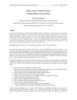 Sport as War or a Means to Peace? Thomas Hobbes` Laws of Nature