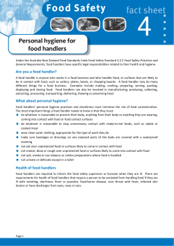 Personal hygiene for food handlers