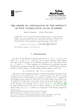 THE ORDER OF APPEARANCE OF THE PRODUCT OF FIVE