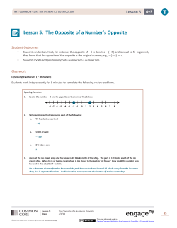 Lesson 5: The Opposite of a Number`s Opposite