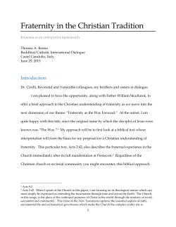 “Fraternity in the Christian Tradition” (June 25, 2015)