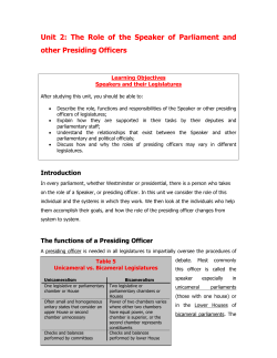 The Role of the Speaker of Parliament and other Presiding Officers