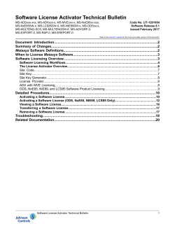 Software License Activator Technical Bulletin